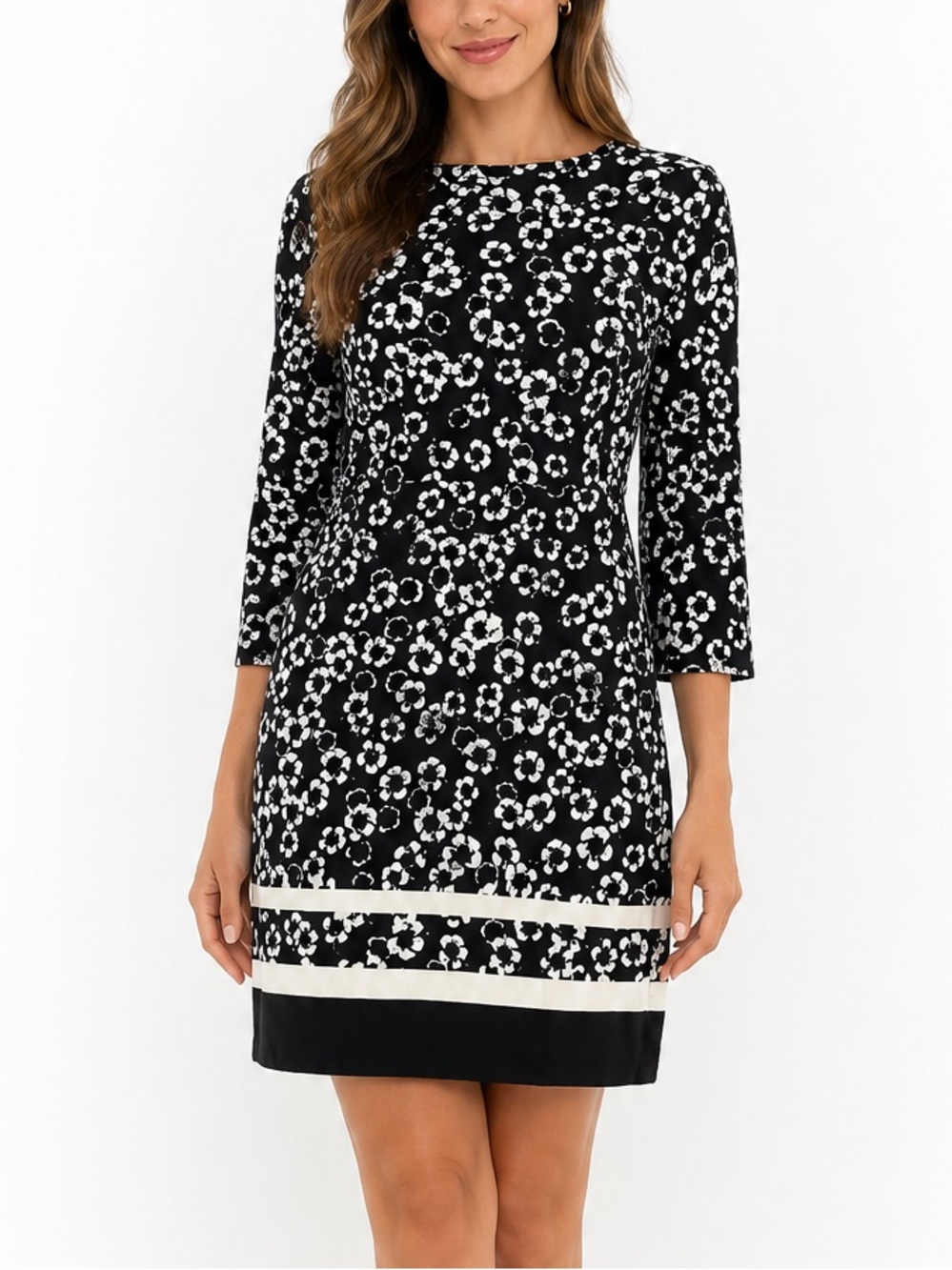 H&M Black and White Tie Waist Floral Dress Size 0